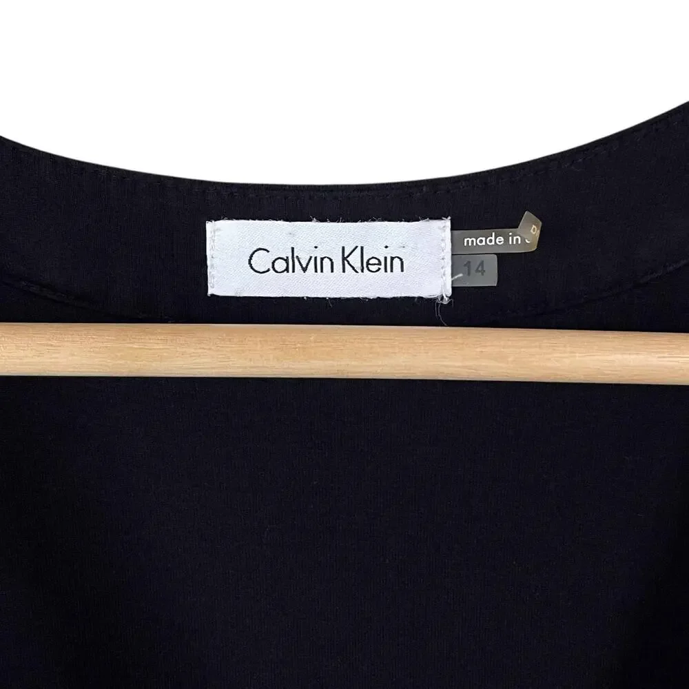 Women's Calvin Klein Sleeveless Ruched Sleeveless Mini Tank Dress Black Size 14 - Picture 3 of 7